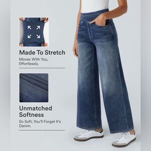 Halara Flex™ High Waisted Pockets Baggy Wide Leg Washed Casual Jeans NWOT